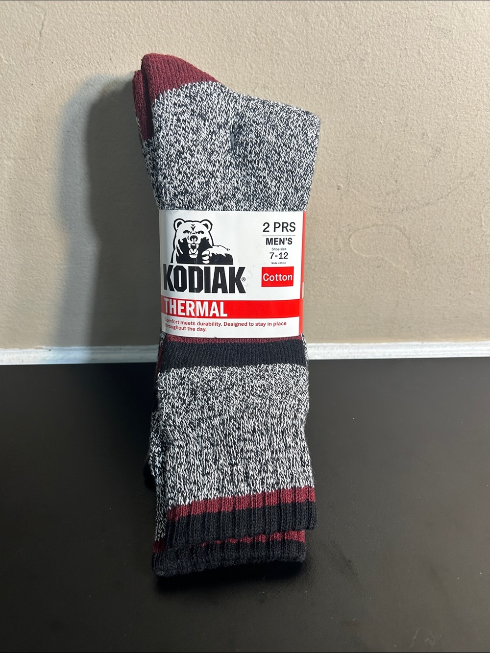 Kodiak Men's Gray Thermal Crew Socks 7-12 Shoe Size. 2 Pair.